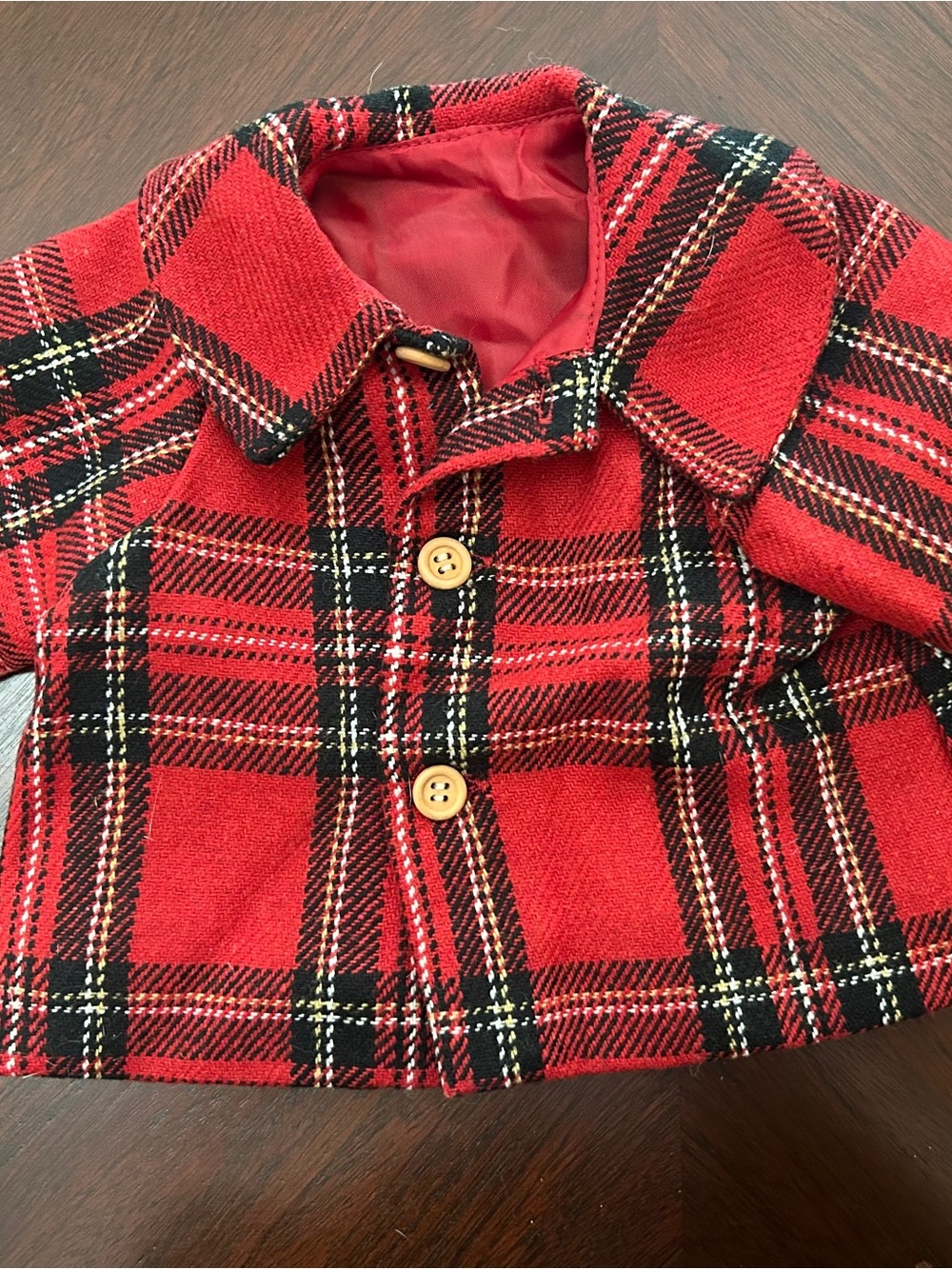 Vintage Lee Middleton Original Dolls Red Plaid Coat Jacket Christmas Outfit